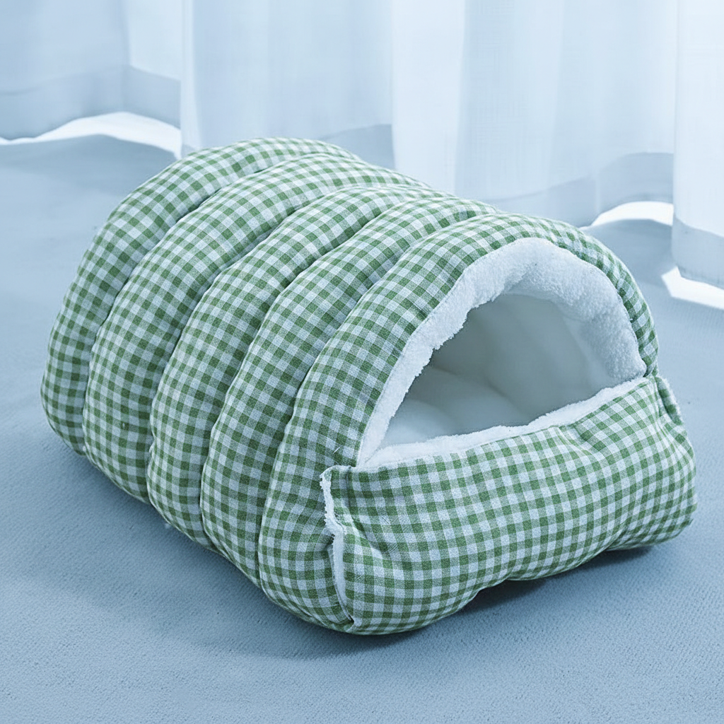 Checkered Cat Nest Winter Warm Closed Pet Nest