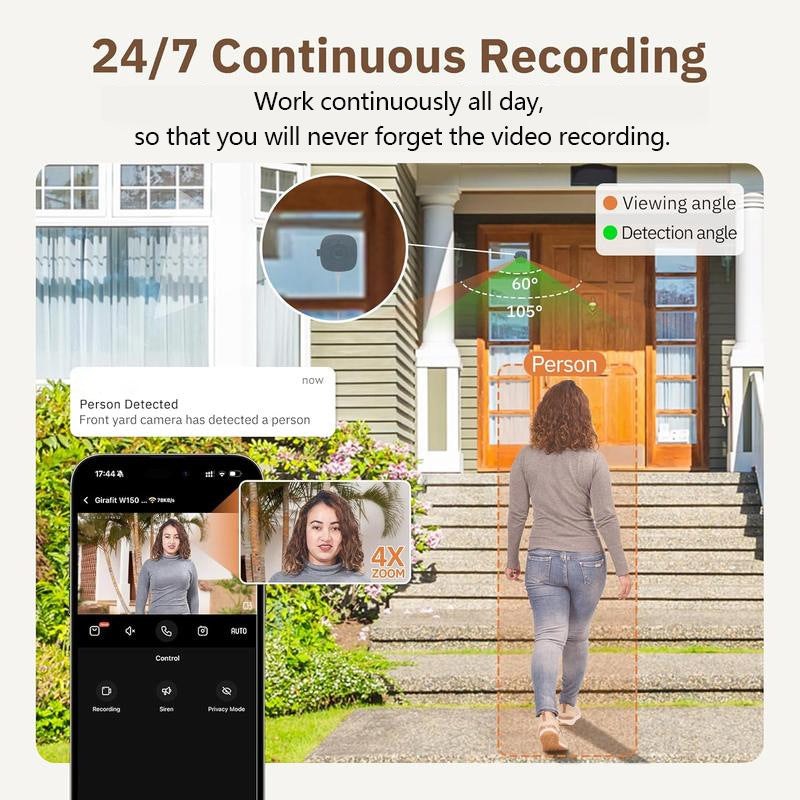🎉 Second Piece OFF 30%🦜 Install on the window | AI Full-Color Night Vision, 24/7 Recording, Remote Viewing