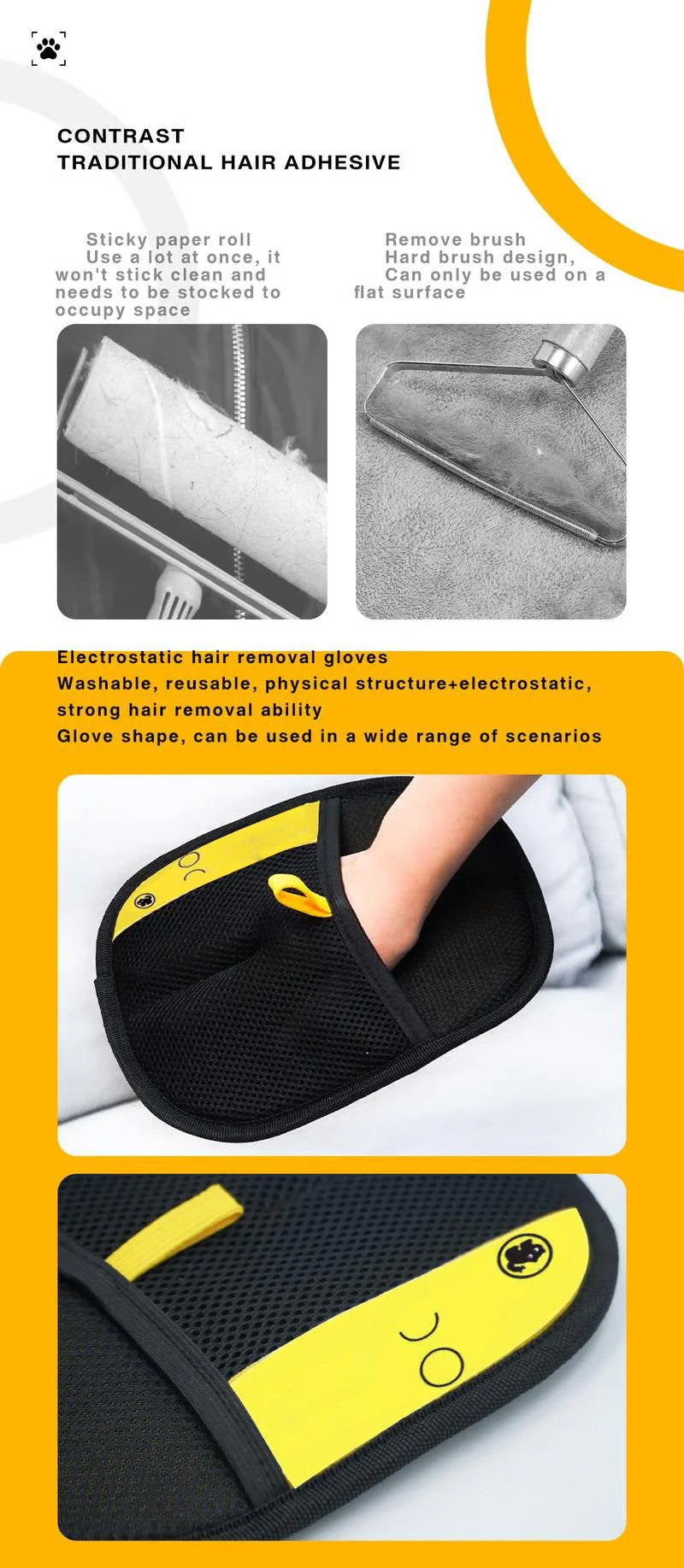 🔥BUY 1 GET 1 Free🔥🐾🧤 Pet Hair Remover Electrostatic Gloves – Double-Sided Efficient, Soft Silicone & Washable Reusable (Versatile Home+Car)!