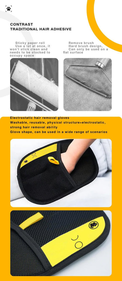 🔥BUY 1 GET 1 Free🔥🐾🧤 Pet Hair Remover Electrostatic Gloves – Double-Sided Efficient, Soft Silicone & Washable Reusable (Versatile Home+Car)!