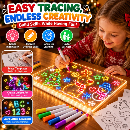 🎨LED Glow Drawing Board ✨ Unleash Your Child’s Imagination | Erasable & Reusable, Perfect Christmas Gift