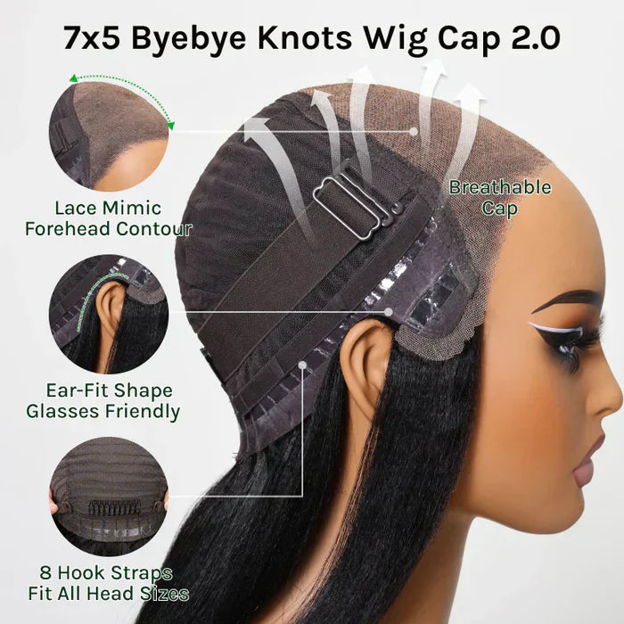 Straight Bob Wig 7x5 Pre-Bleached Natural Looking Glueless Wig